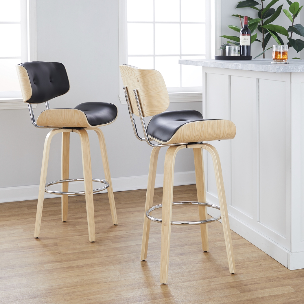 Tesshire IV Black Swivel Barstool, Set of 2 - Thumbnail - Image 2