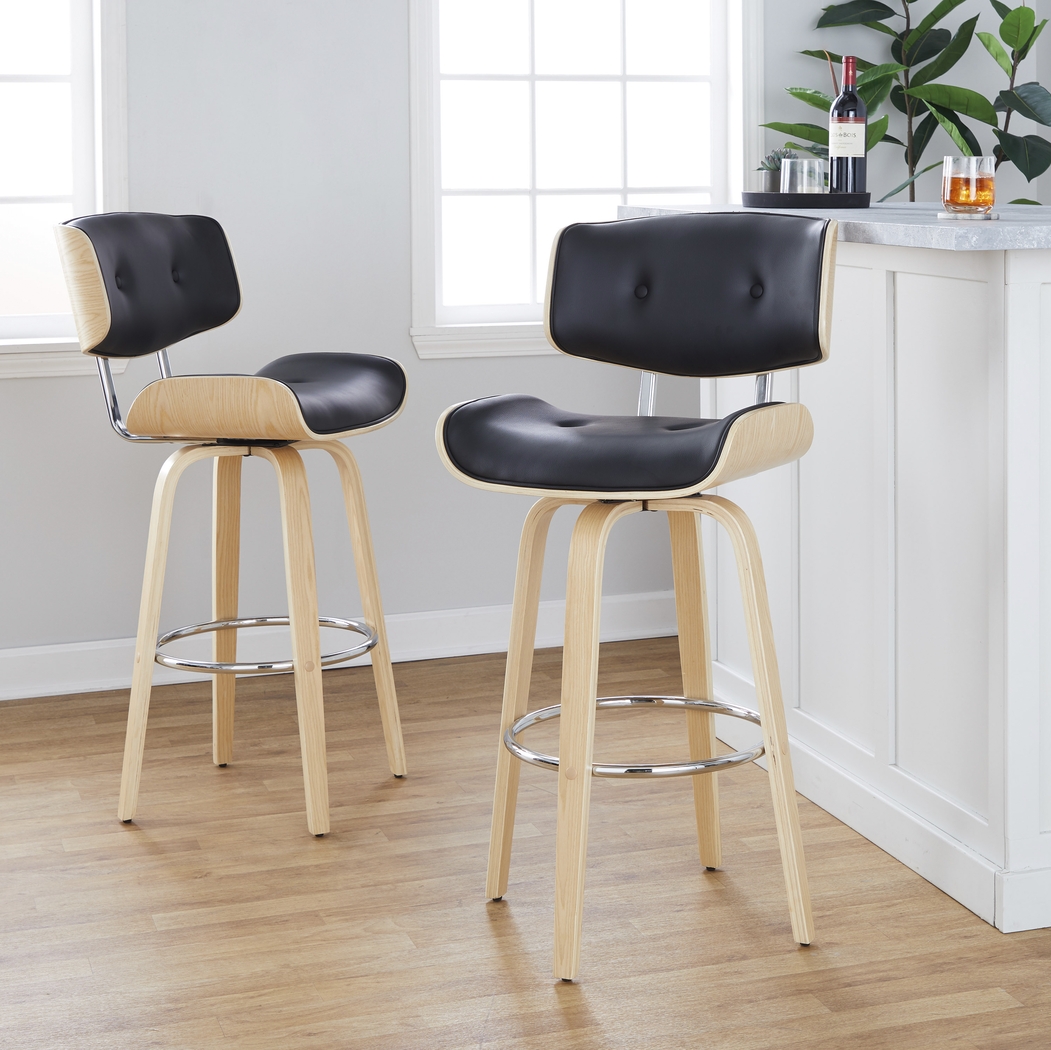 Tesshire IV Black Swivel Barstool, Set of 2 - Thumbnail - Image 3