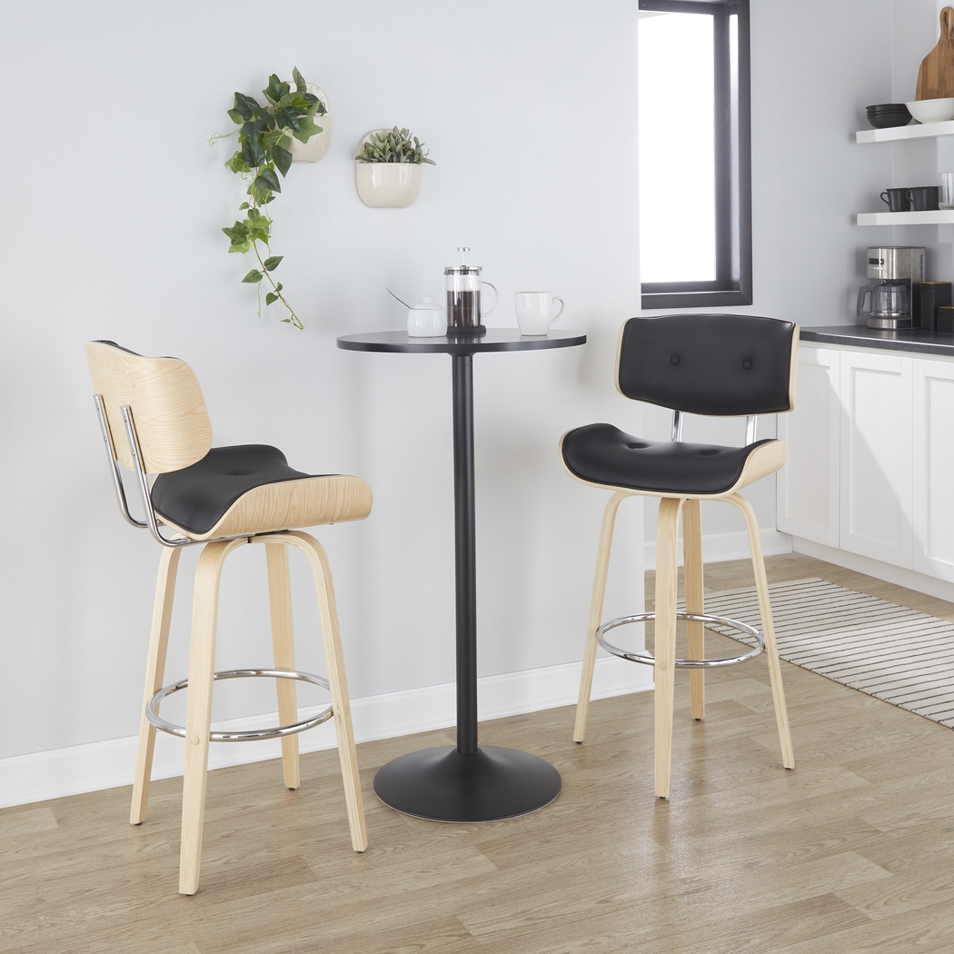 Tesshire IV Black Swivel Barstool, Set of 2 - Thumbnail - Image 5