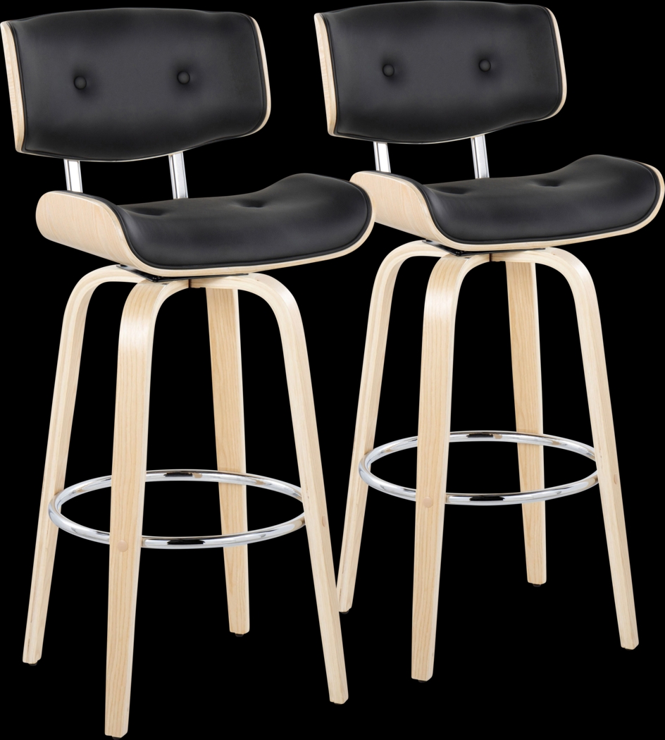 Tesshire IV Black Swivel Barstool, Set of 2 - Thumbnail - Image 1