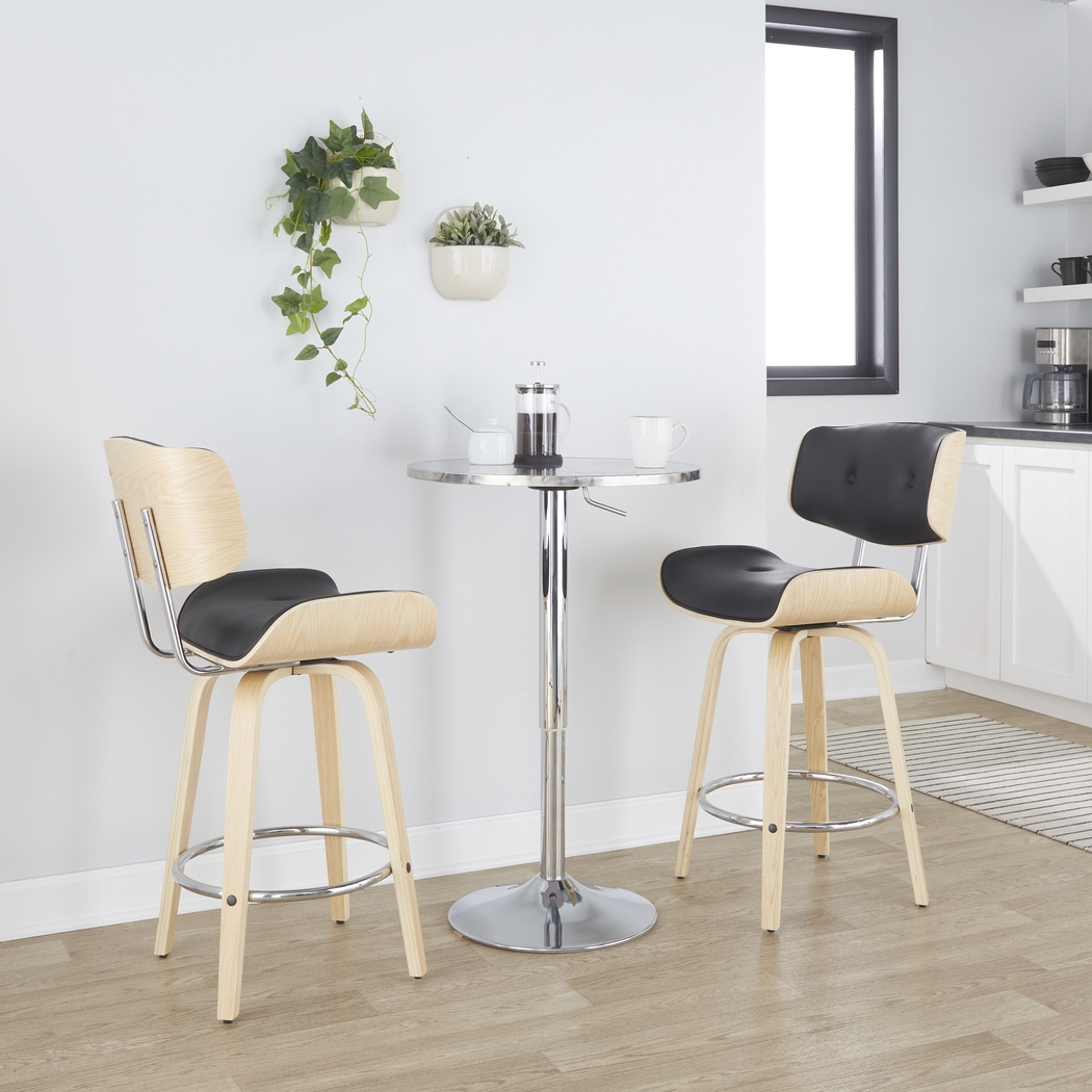 Tesshire IV Black Swivel Counter Height Stool, Set of 2 - Thumbnail - Image 3