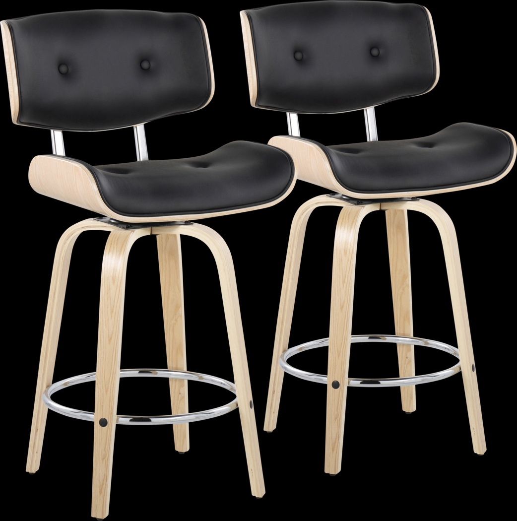 Tesshire IV Black Swivel Counter Height Stool, Set of 2 - Thumbnail - Image 1