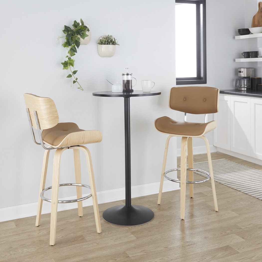 Tesshire IV Camel Swivel Barstool, Set of 2 - Thumbnail - Image 5