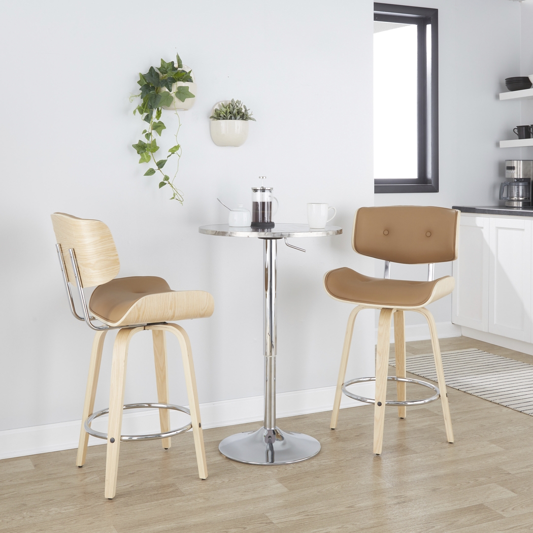 Tesshire IV Camel Swivel Counter Height Stool, Set of 2 - Thumbnail - Image 3