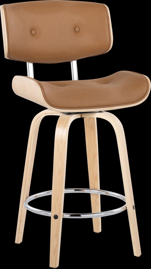 Tesshire IV Camel Swivel Counter Height Stool, Set of 2 - Thumbnail - Image 4