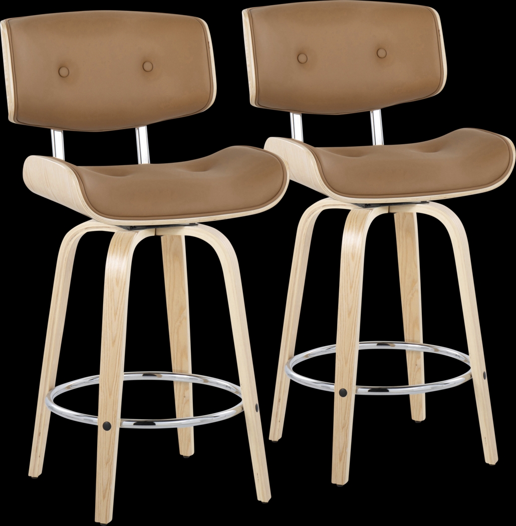 Tesshire IV Camel Swivel Counter Height Stool, Set of 2 - Thumbnail - Image 1