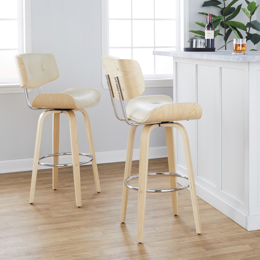 Tesshire IV Cream Swivel Barstool, Set of 2 - Thumbnail - Image 2