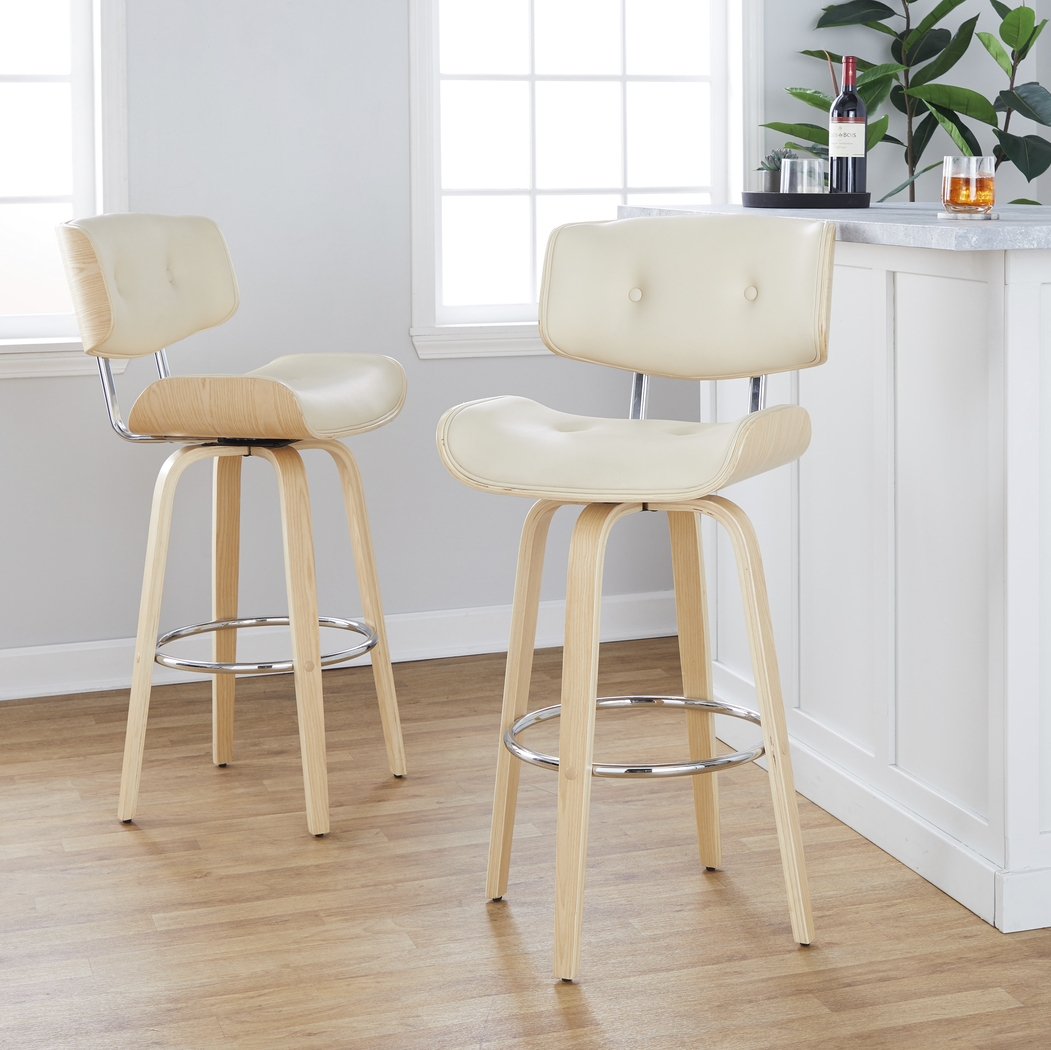 Tesshire IV Cream Swivel Barstool, Set of 2 - Thumbnail - Image 3
