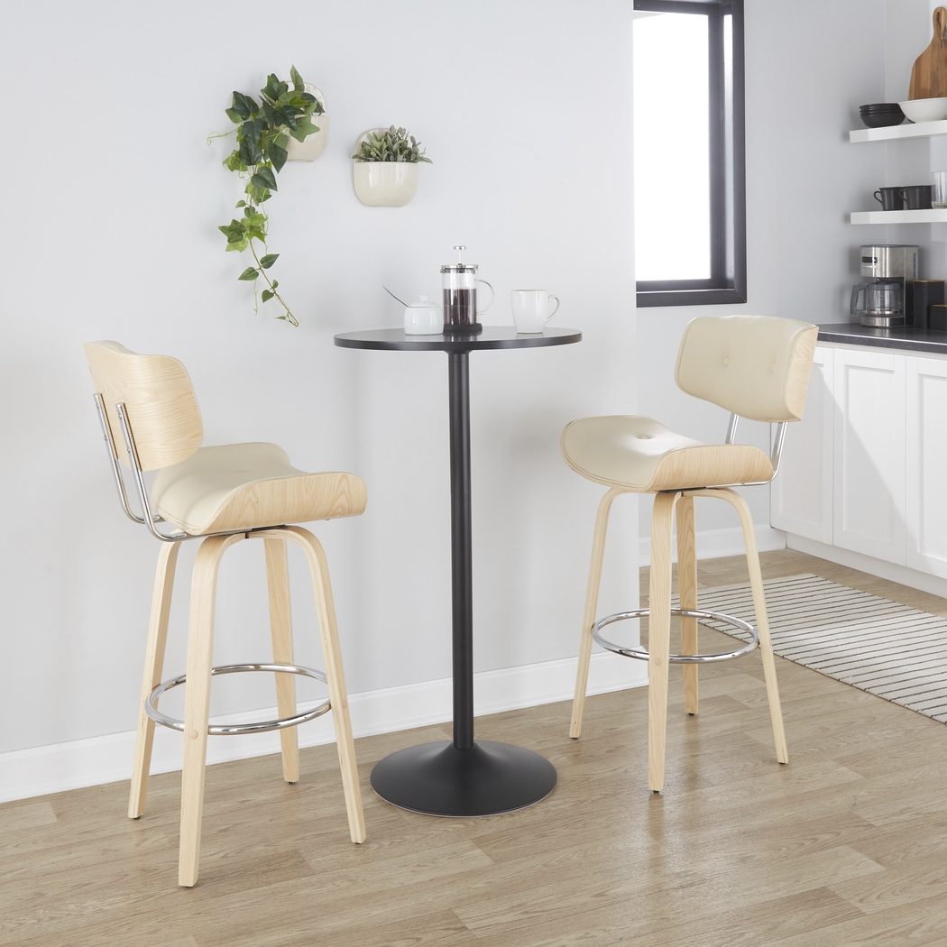 Tesshire IV Cream Swivel Barstool, Set of 2 - Thumbnail - Image 4