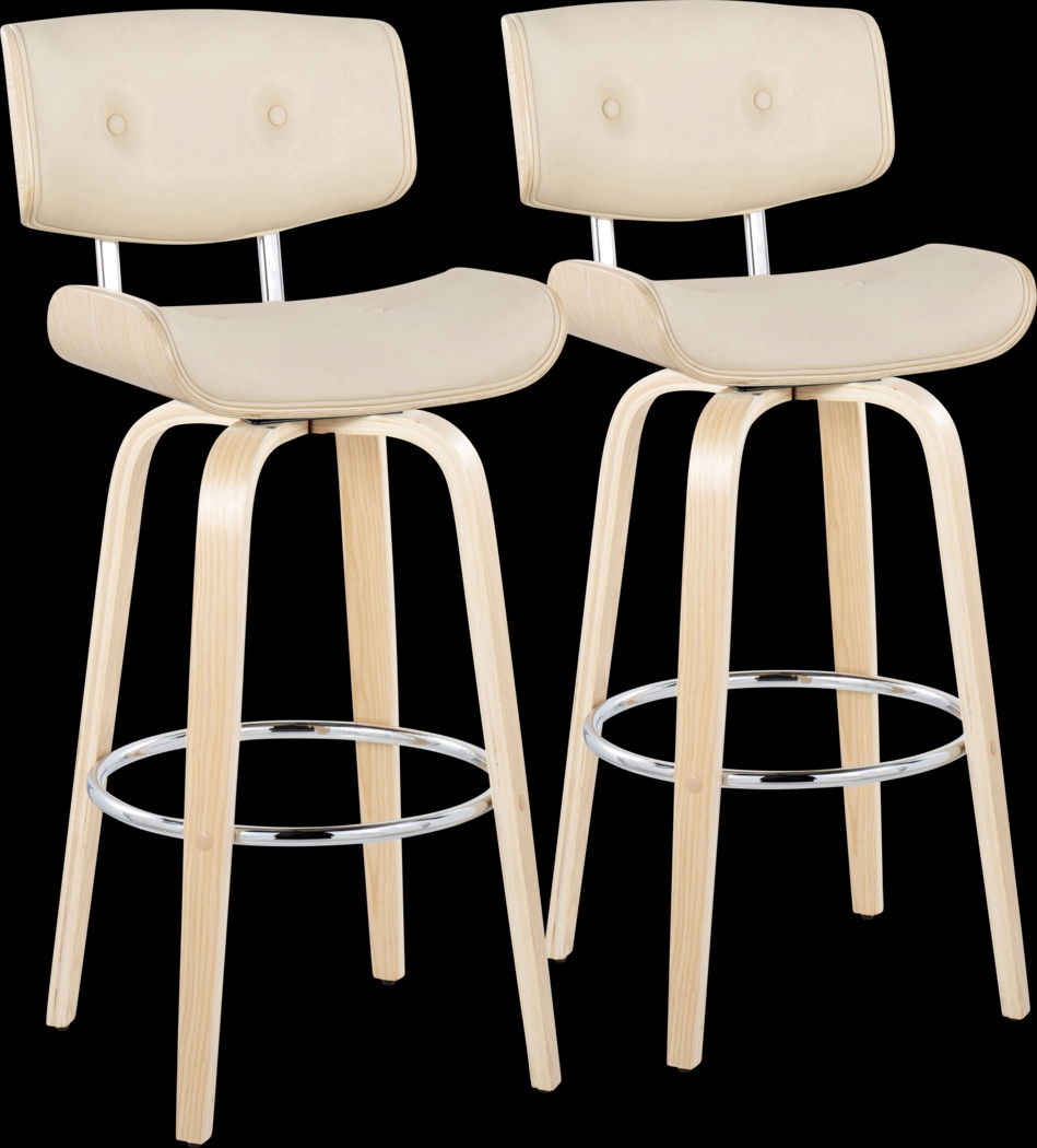 Tesshire IV Cream Swivel Barstool, Set of 2 - Thumbnail - Image 1