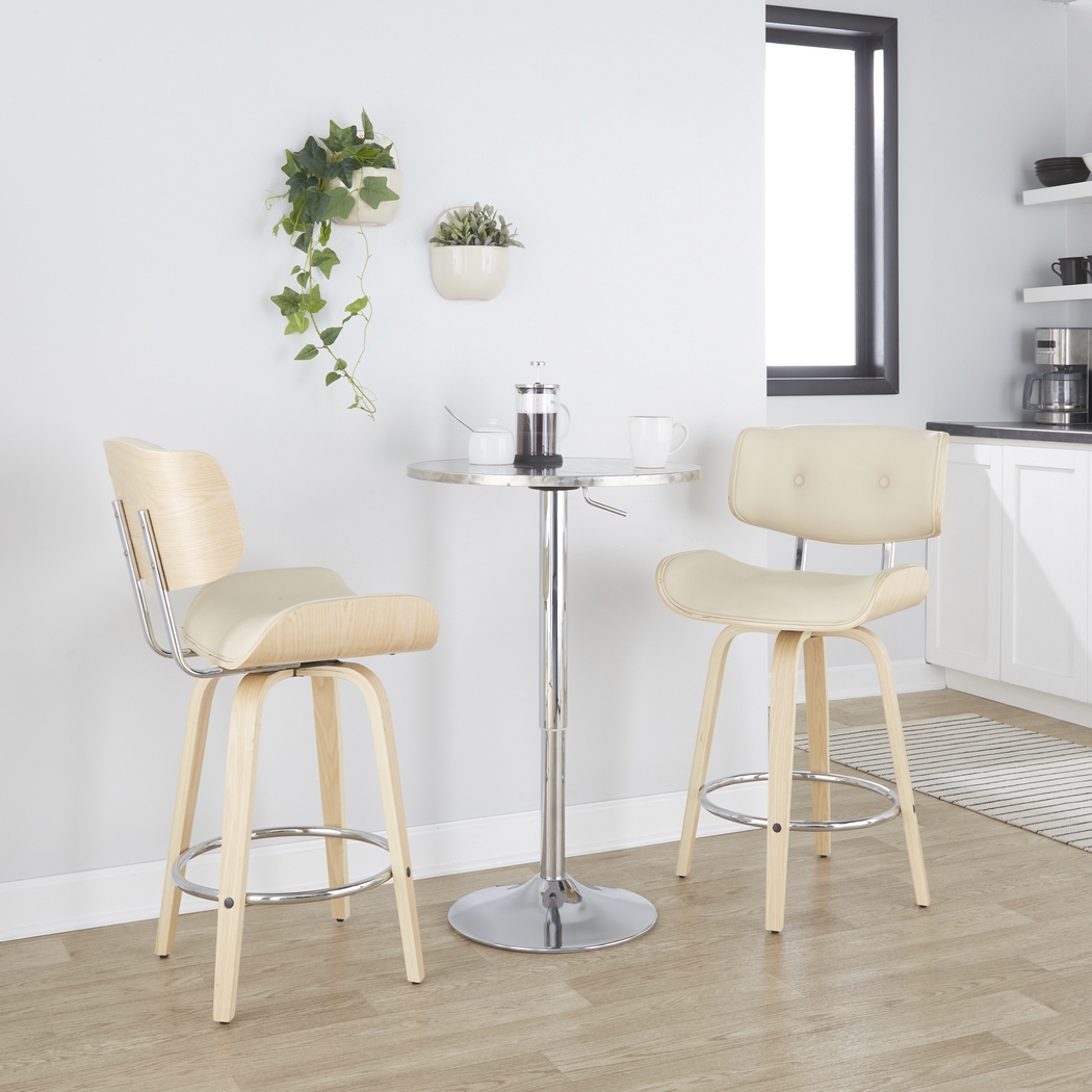 Tesshire IV Cream Swivel Counter Height Stool, Set of 2 - Thumbnail - Image 2