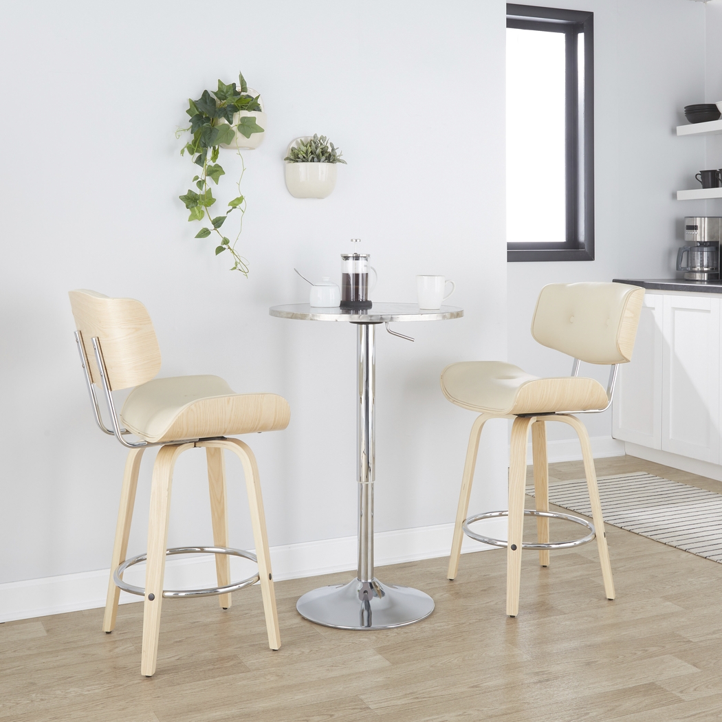 Tesshire IV Cream Swivel Counter Height Stool, Set of 2 - Thumbnail - Image 3