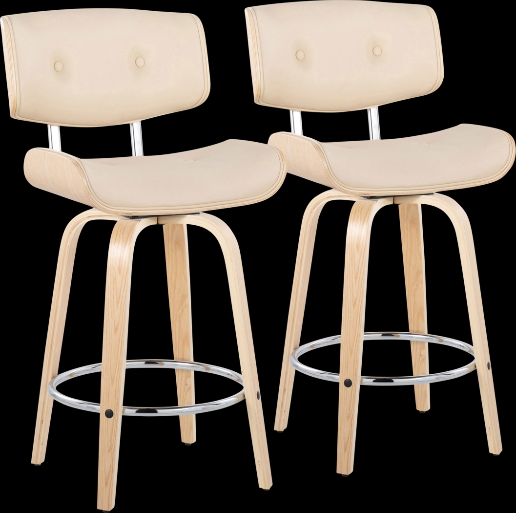 Tesshire IV Cream Swivel Counter Height Stool, Set of 2 - Thumbnail - Image 1