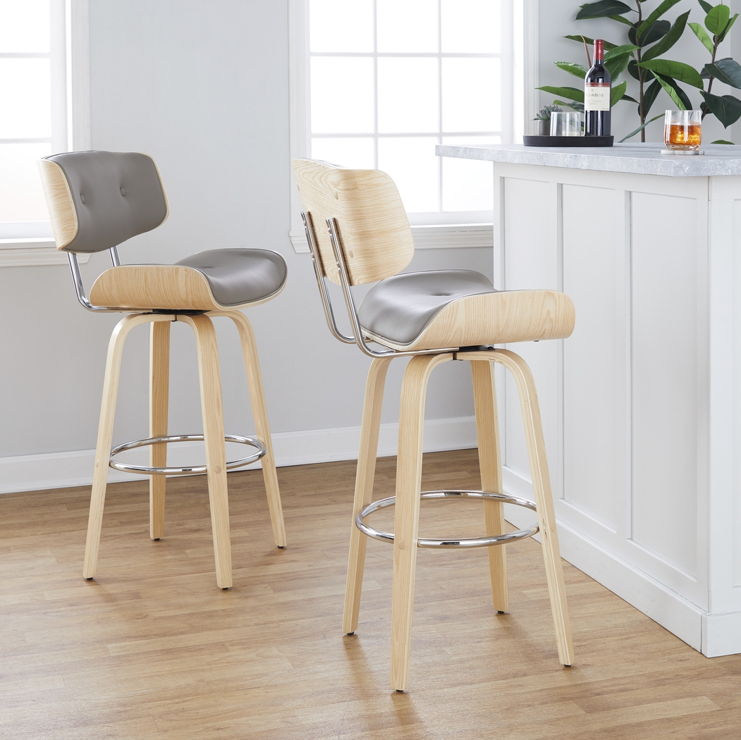 Tesshire IV Light Gray Swivel Barstool, Set of 2 - Thumbnail - Image 2
