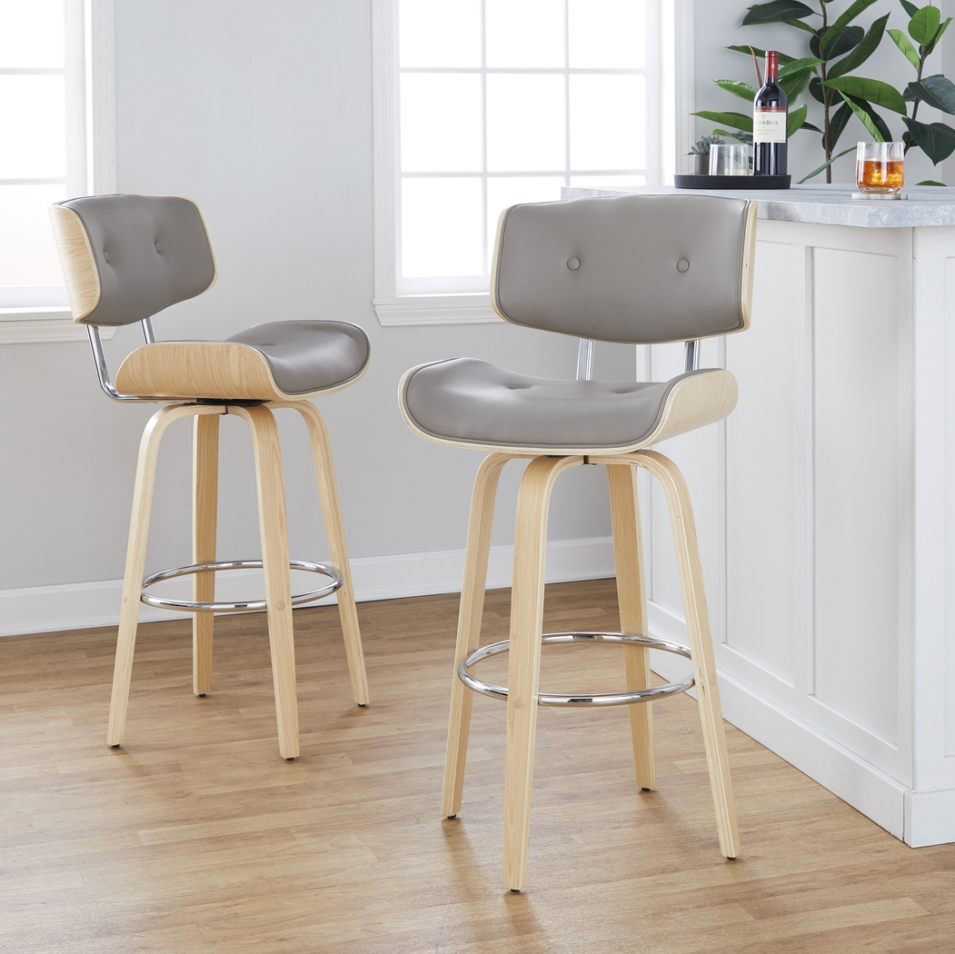Tesshire IV Light Gray Swivel Barstool, Set of 2 - Thumbnail - Image 3
