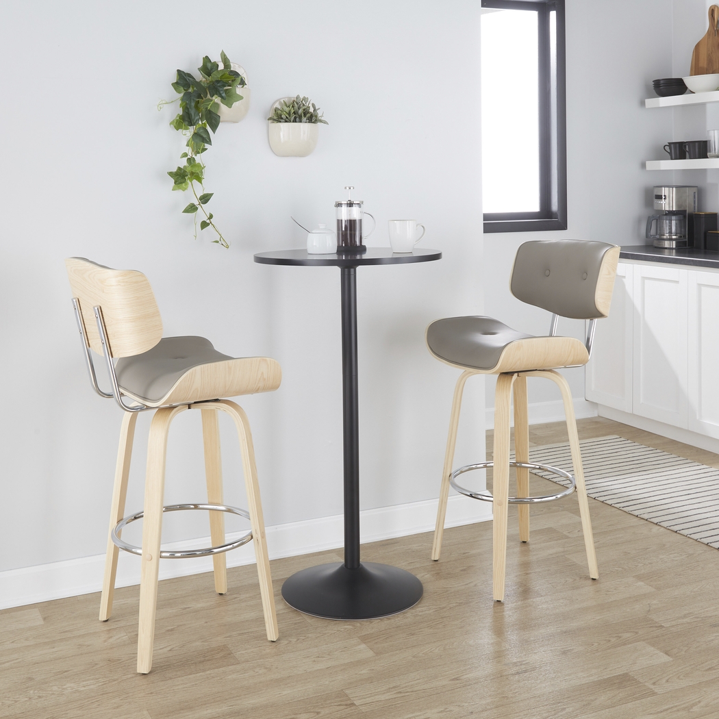 Tesshire IV Light Gray Swivel Barstool, Set of 2 - Thumbnail - Image 4