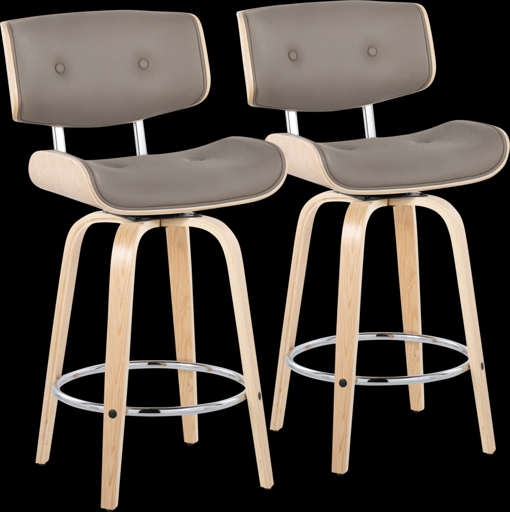 Tesshire IV Light Gray Swivel Counter Height Stool, Set of 2 - Thumbnail - Image 1