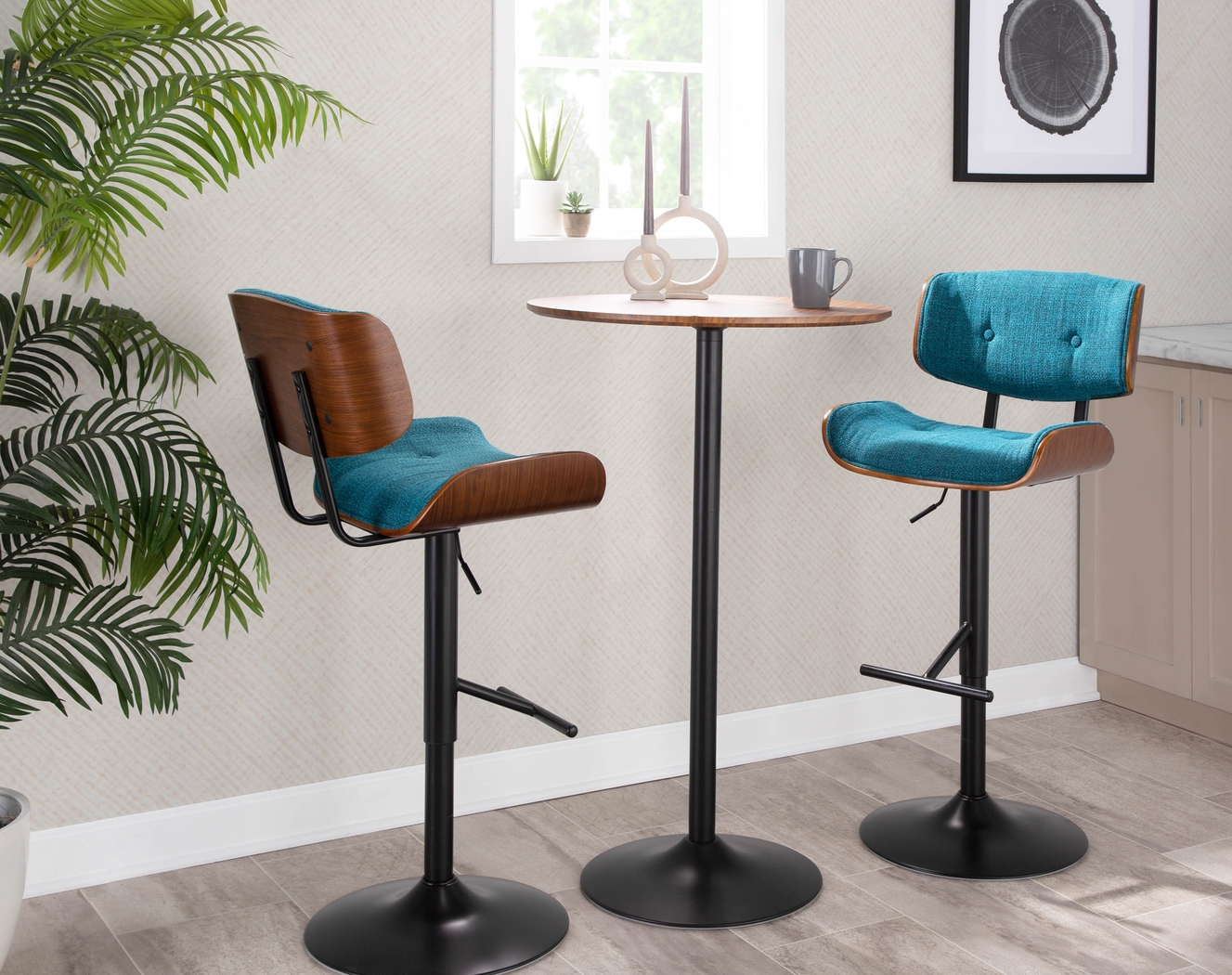 Tesshire Teal Adjustable Barstool, Set of 2 - Thumbnail - Image 2