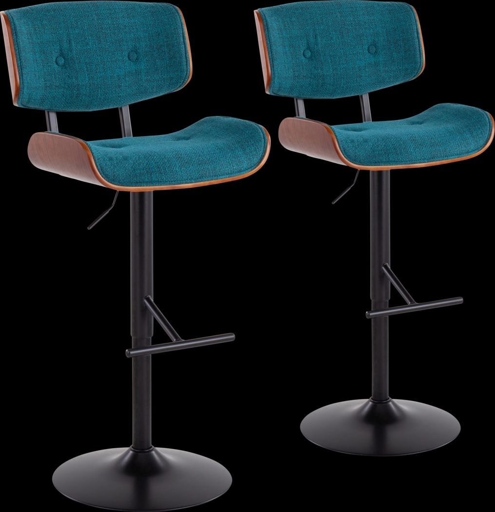 Tesshire Teal Adjustable Barstool, Set of 2 - Thumbnail - Image 1