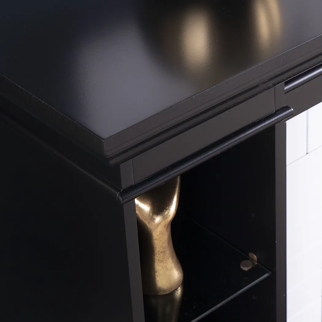 Tessman II Black 54 in. Console, With Electric Fireplace - Image 8