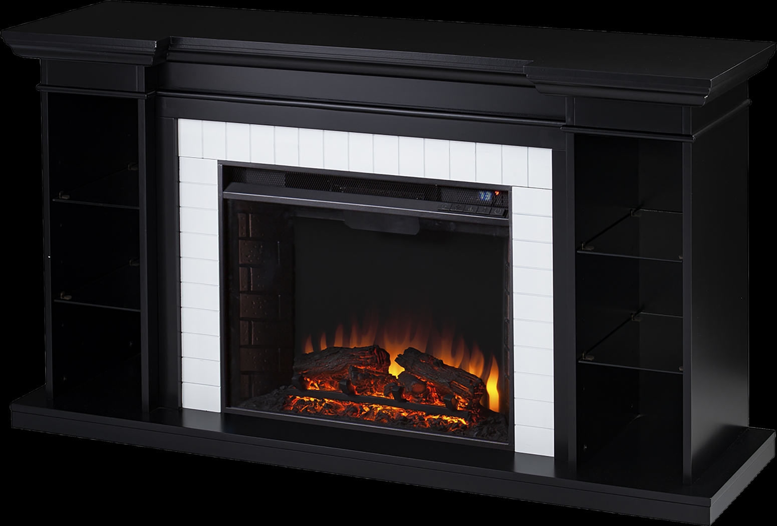Tessman II Black 54 in. Console, With Electric Fireplace - Thumbnail - Image 1