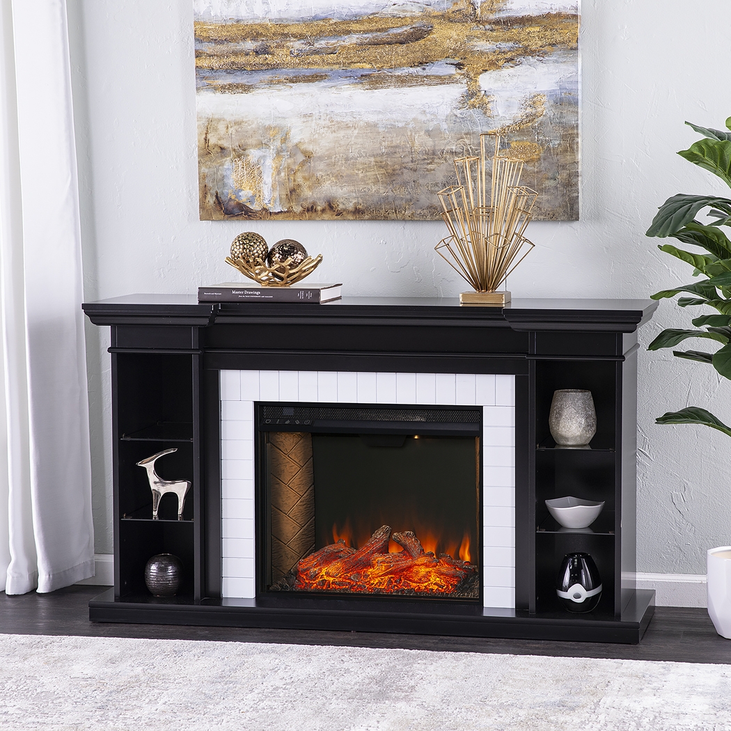 Tessman III Black 54 in. Console, With Smart Electric Fireplace - Thumbnail - Image 2