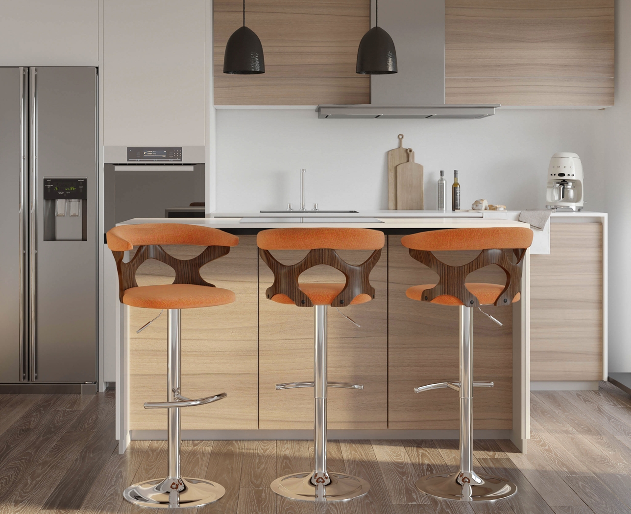 Teurville Orange Adjustable Barstool, Set of 2 - Thumbnail - Image 2