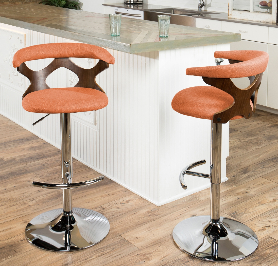Teurville Orange Adjustable Barstool, Set of 2 - Thumbnail - Image 3