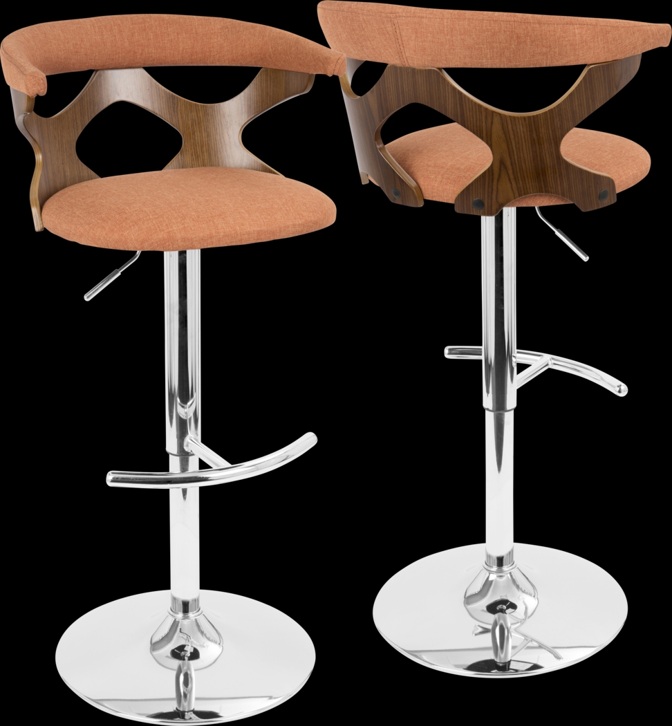 Teurville Orange Adjustable Barstool, Set of 2 - Thumbnail - Image 4