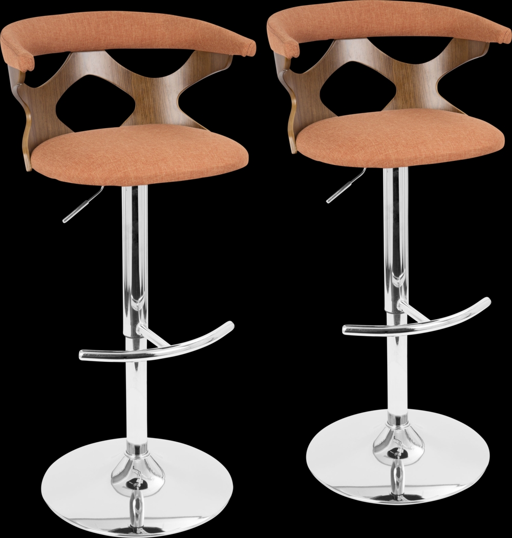 Teurville Orange Adjustable Barstool, Set of 2 - Thumbnail - Image 1