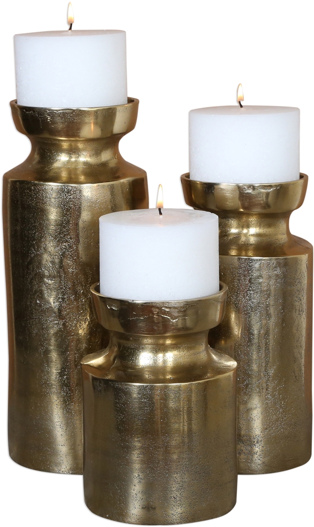 Tevita Brass Candle Holder, Set of 3 - Thumbnail - Image 2