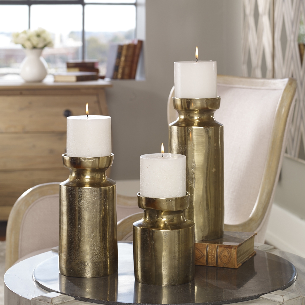 Tevita Brass Candle Holder, Set of 3 - Thumbnail - Image 4