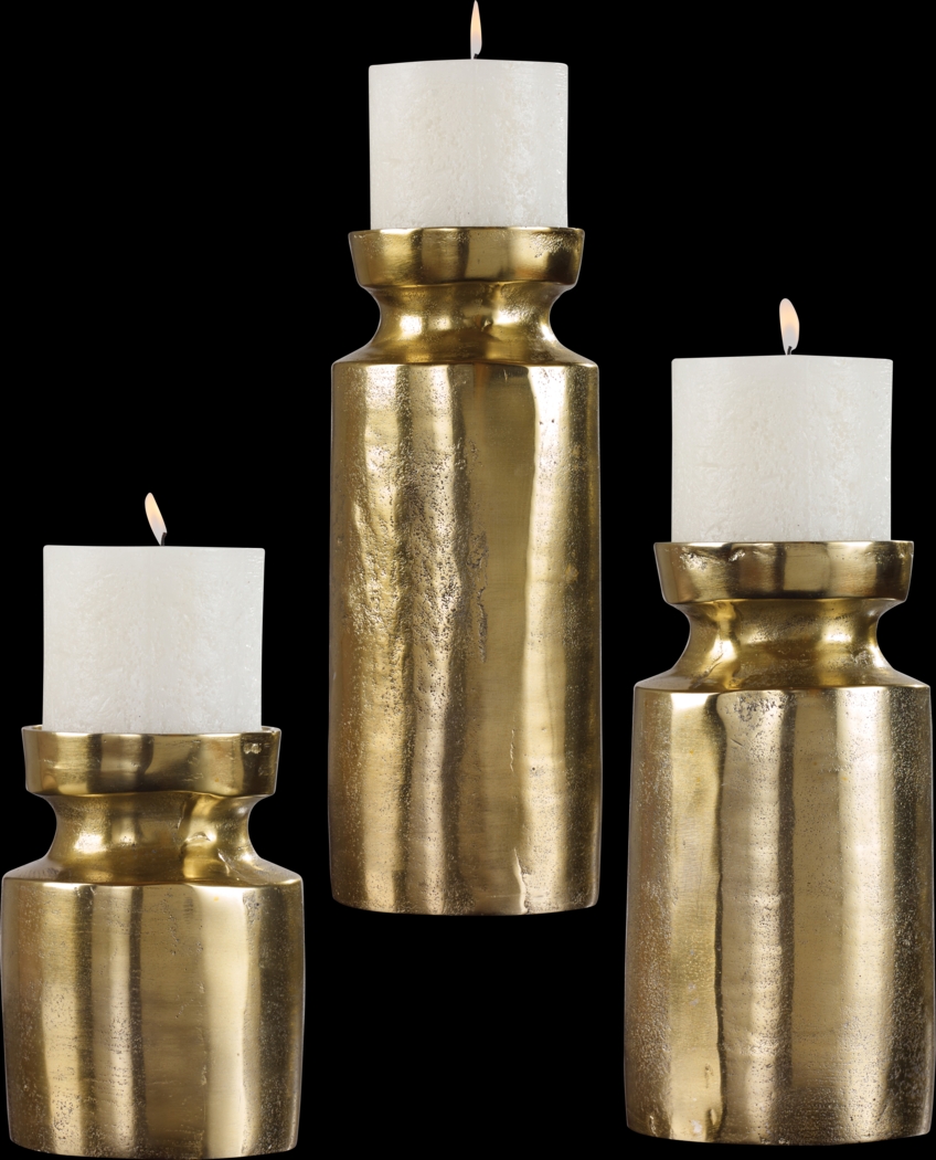 Tevita Brass Candle Holder, Set of 3 - Thumbnail - Image 1