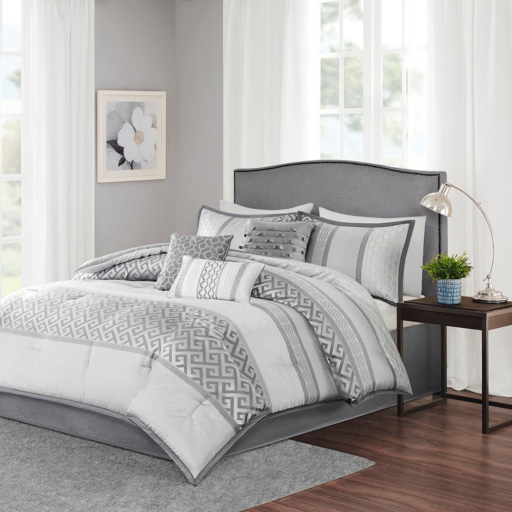 Texella Gray 7 Pc Queen Comforter Set - Thumbnail - Image 1