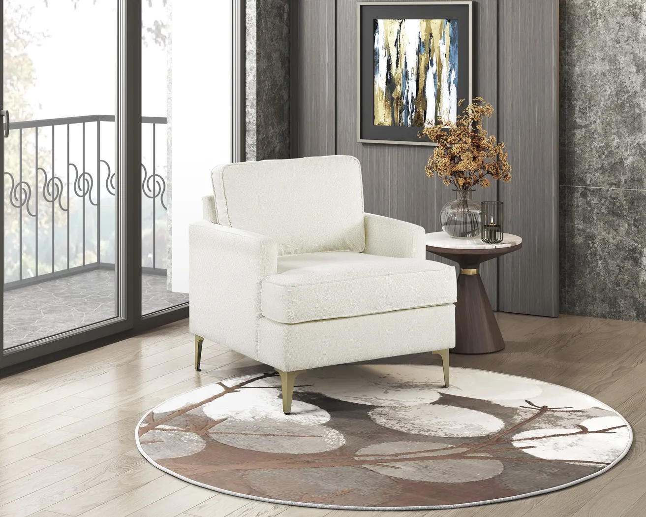 Thalira Beige Accent Chair - Thumbnail - Image 2