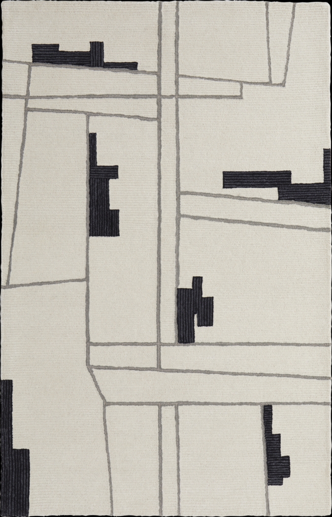 Thasea Ivory/Black 3&#x27;6 x 5&#x27;6 Rug - Thumbnail - Image 1