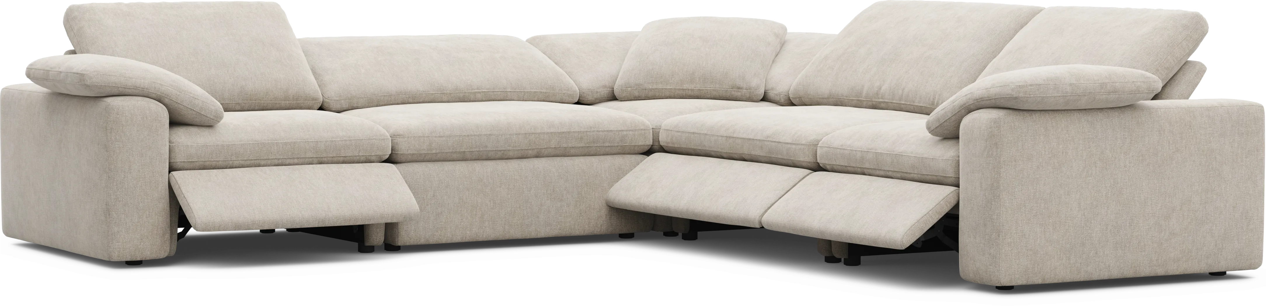 The Flow Gray 5 Pc Dual Power Reclining Sectional - Thumbnail - Image 1
