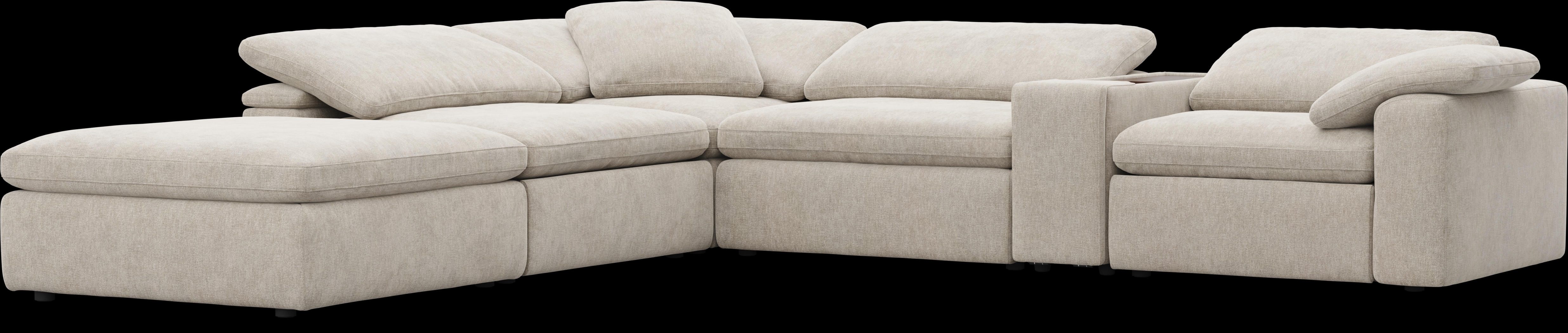 The Flow Gray 6 Pc Dual Power Reclining Sectional with Console - Thumbnail - Image 1