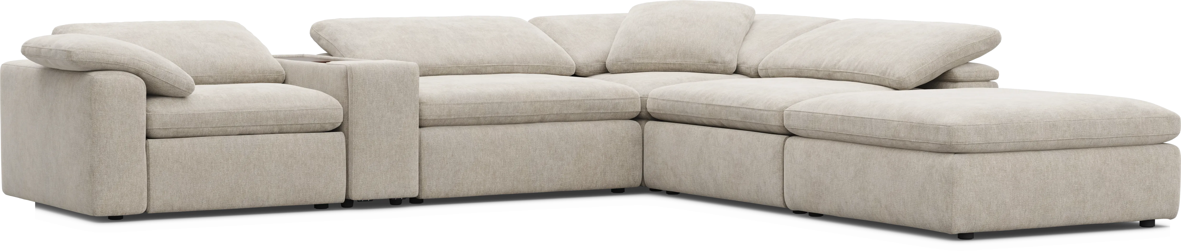 The Flow Gray 6 Pc Dual Power Reclining Sectional with Console - Thumbnail - Image 1