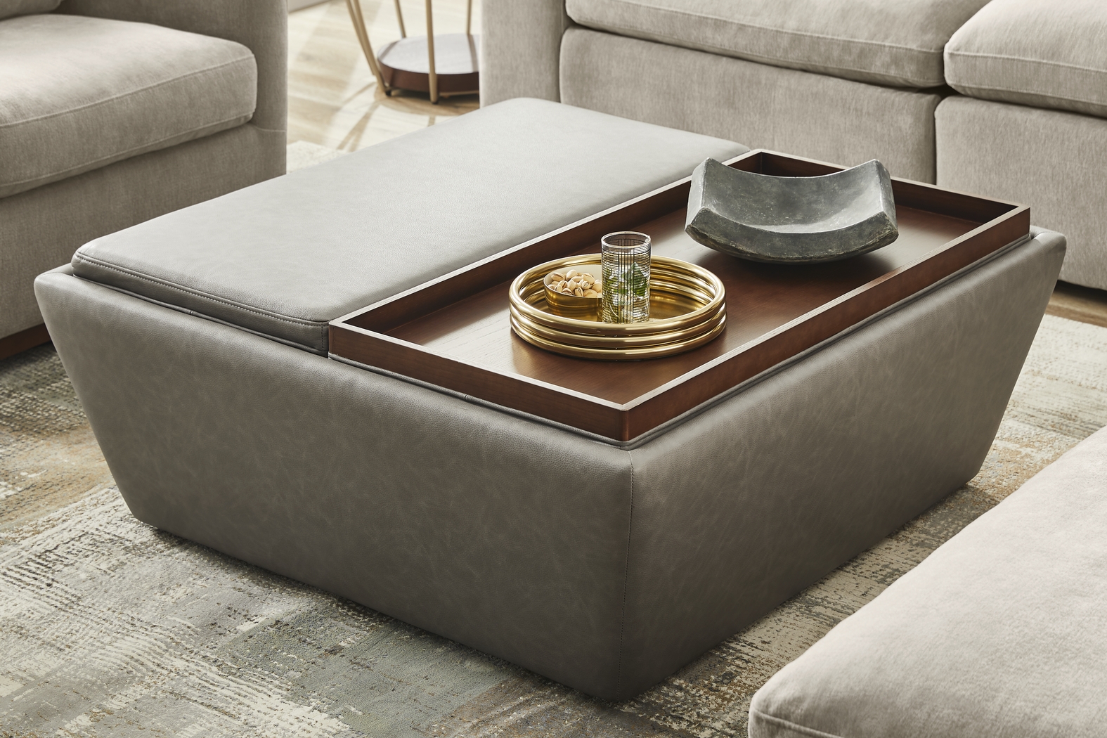 The Flow Gray Storage Ottoman - Thumbnail - Image 3