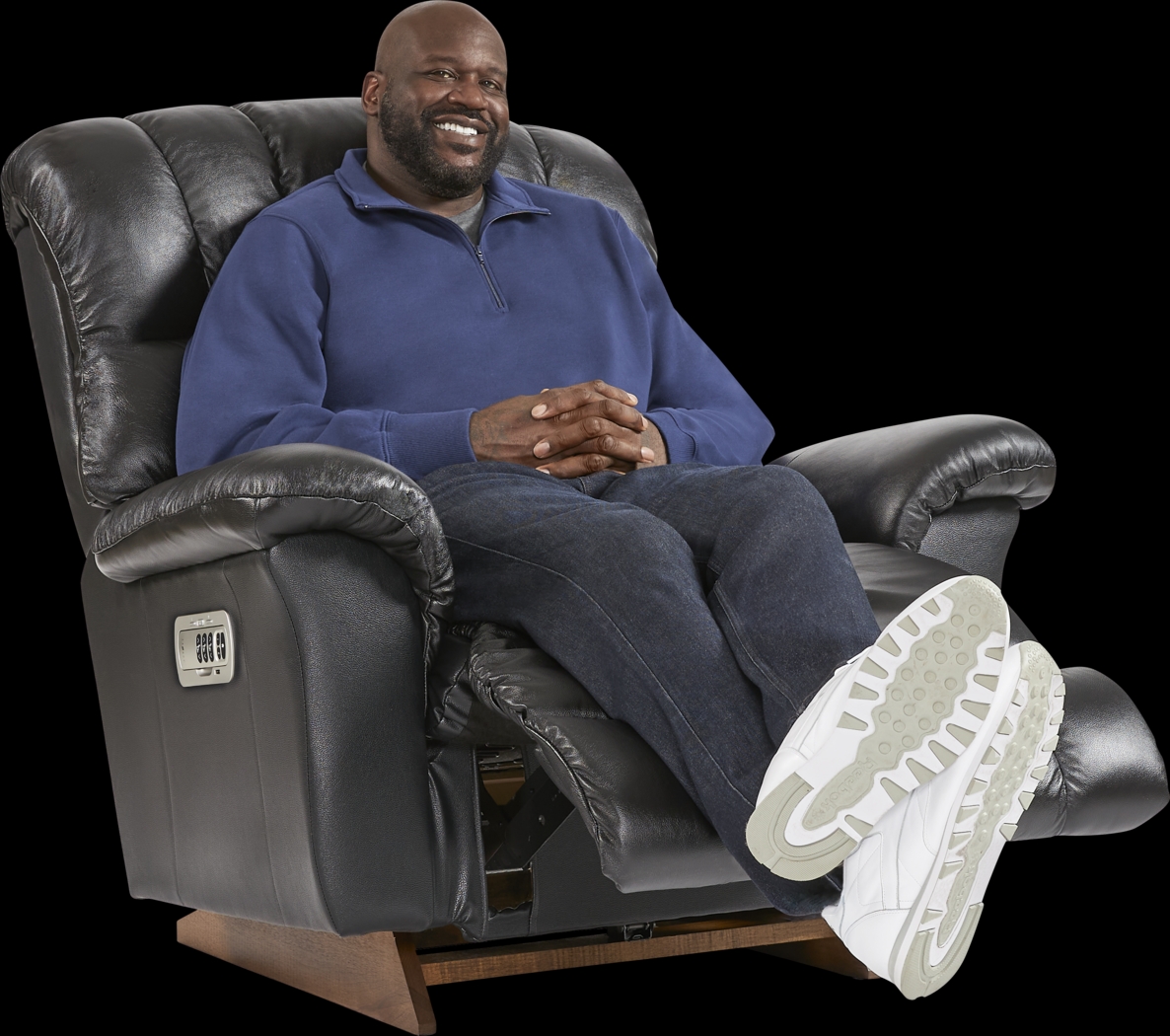 The Shaq Black Leather Dual Power Recliner - Thumbnail - Image 1