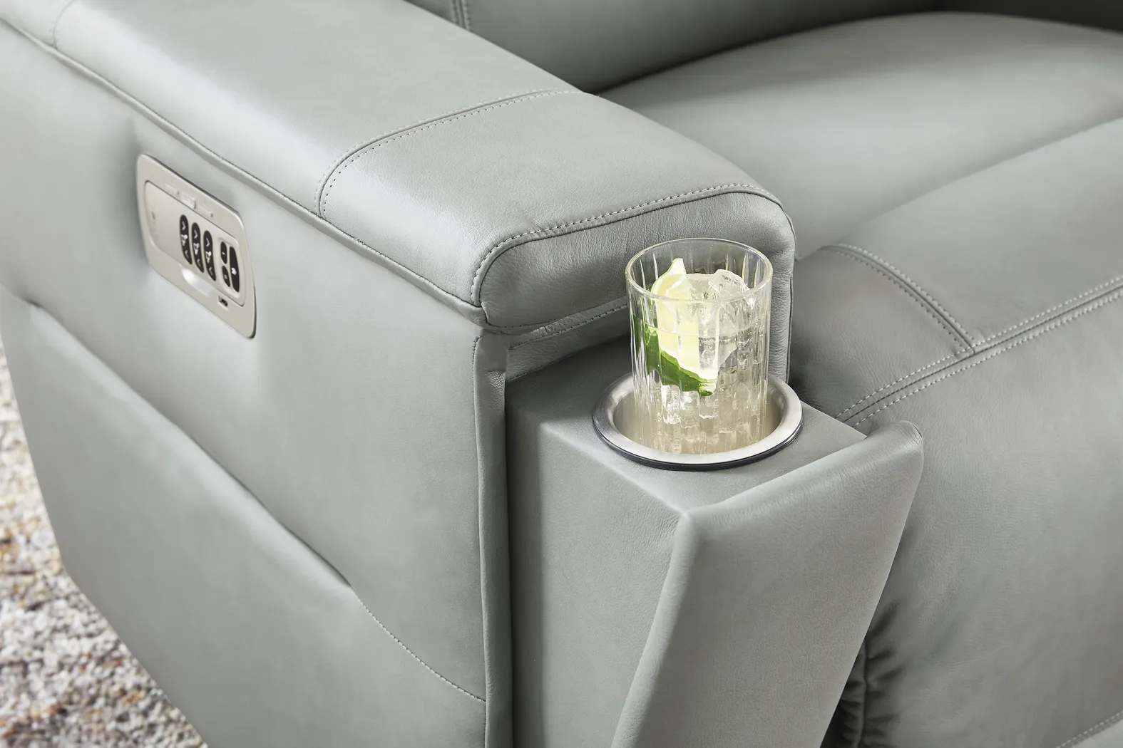 The Shaq II Blue Leather Dual Power Recliner - Image 10