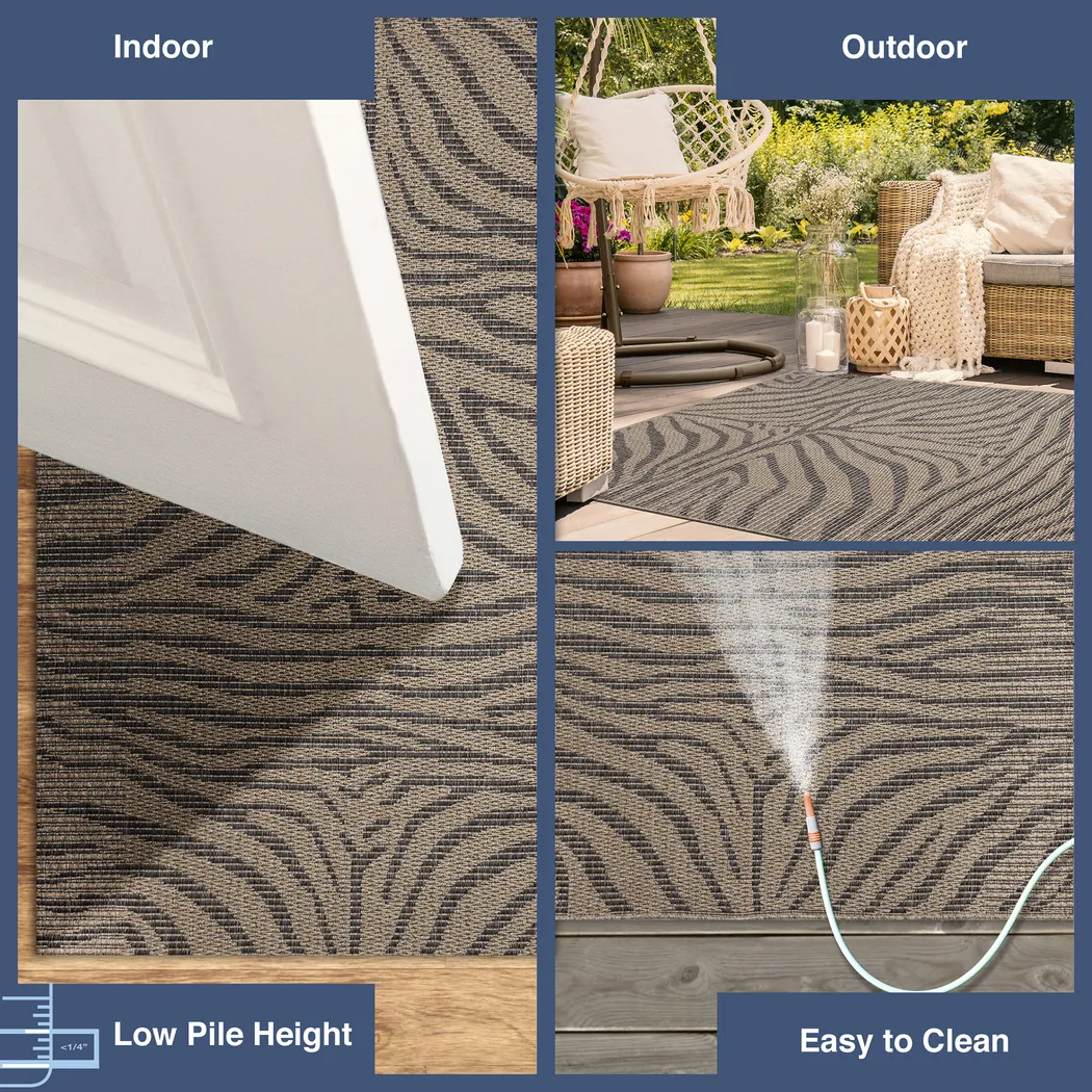 Thebe Taupe 6'6 x 9'4 Indoor/Outdoor Rug - Thumbnail - Image 4