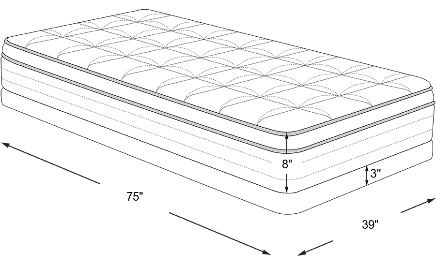 Dimension Image. Please refer to the Dimension Tab on this page for dimension details.