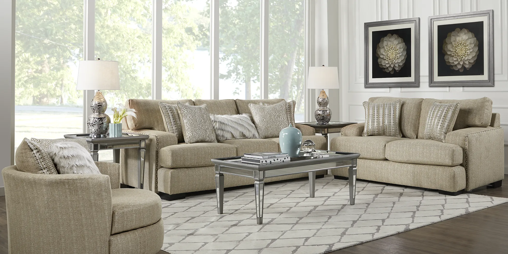 Thessaly Beige 2 Pc Living Room - Thumbnail - Image 1