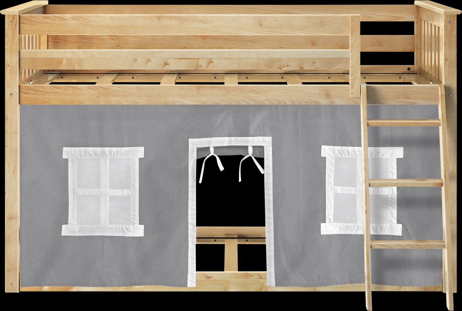 Kids Thorsten Beige Twin/Twin Low Bunk Bed with Gray Tent - Thumbnail - Image 4