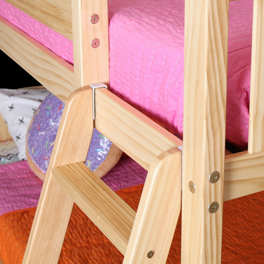 Kids Thorsten Beige Twin/Twin Low Bunk Bed with Pink Tent - Thumbnail - Image 5