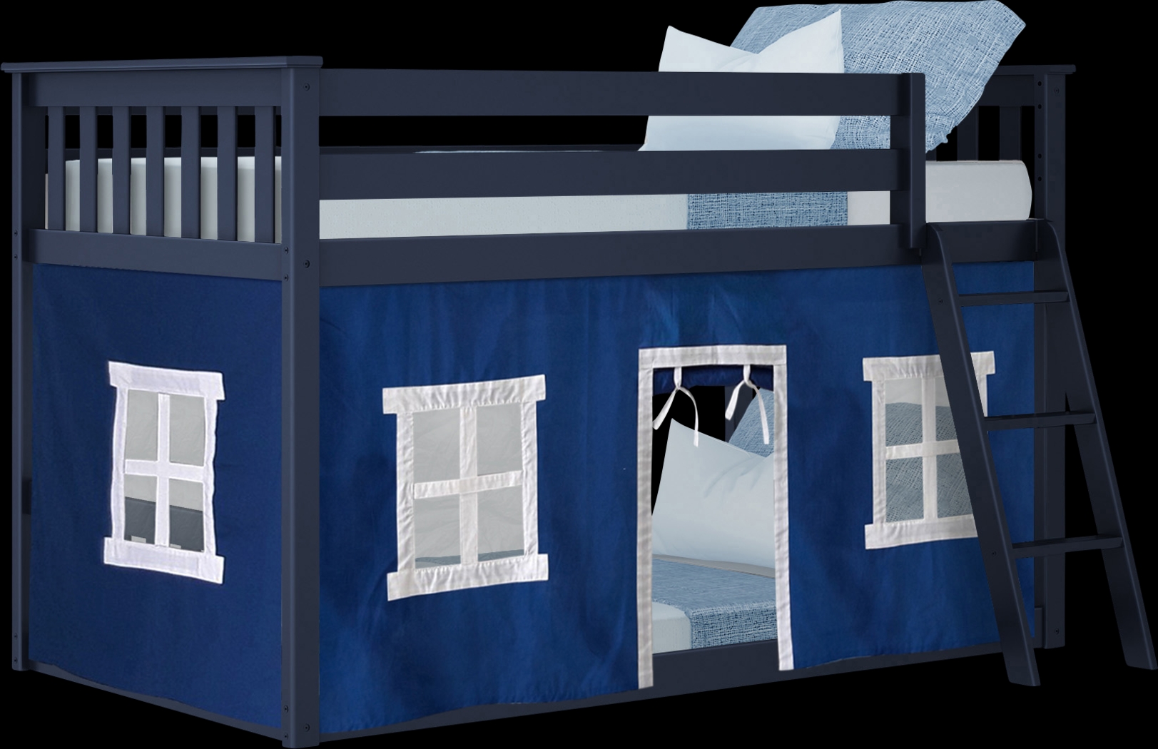 Kids Thorsten Blue Twin/Twin Low Bunk Bed with Blue Tent - Thumbnail - Image 2