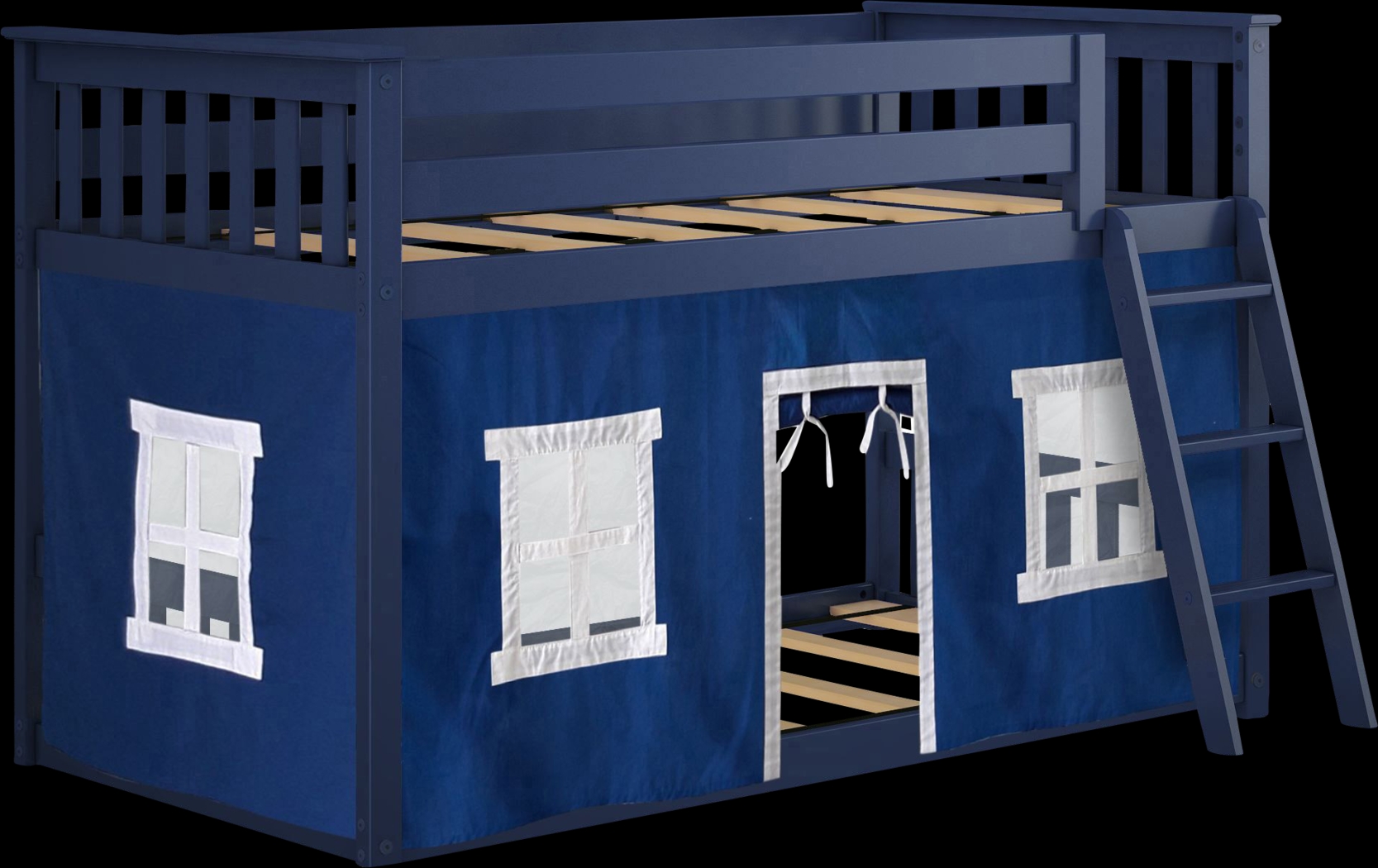 Kids Thorsten Blue Twin/Twin Low Bunk Bed with Blue Tent - Thumbnail - Image 4
