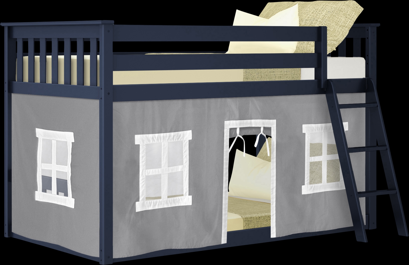 Kids Thorsten Blue Twin/Twin Low Bunk Bed with Gray Tent - Thumbnail - Image 2